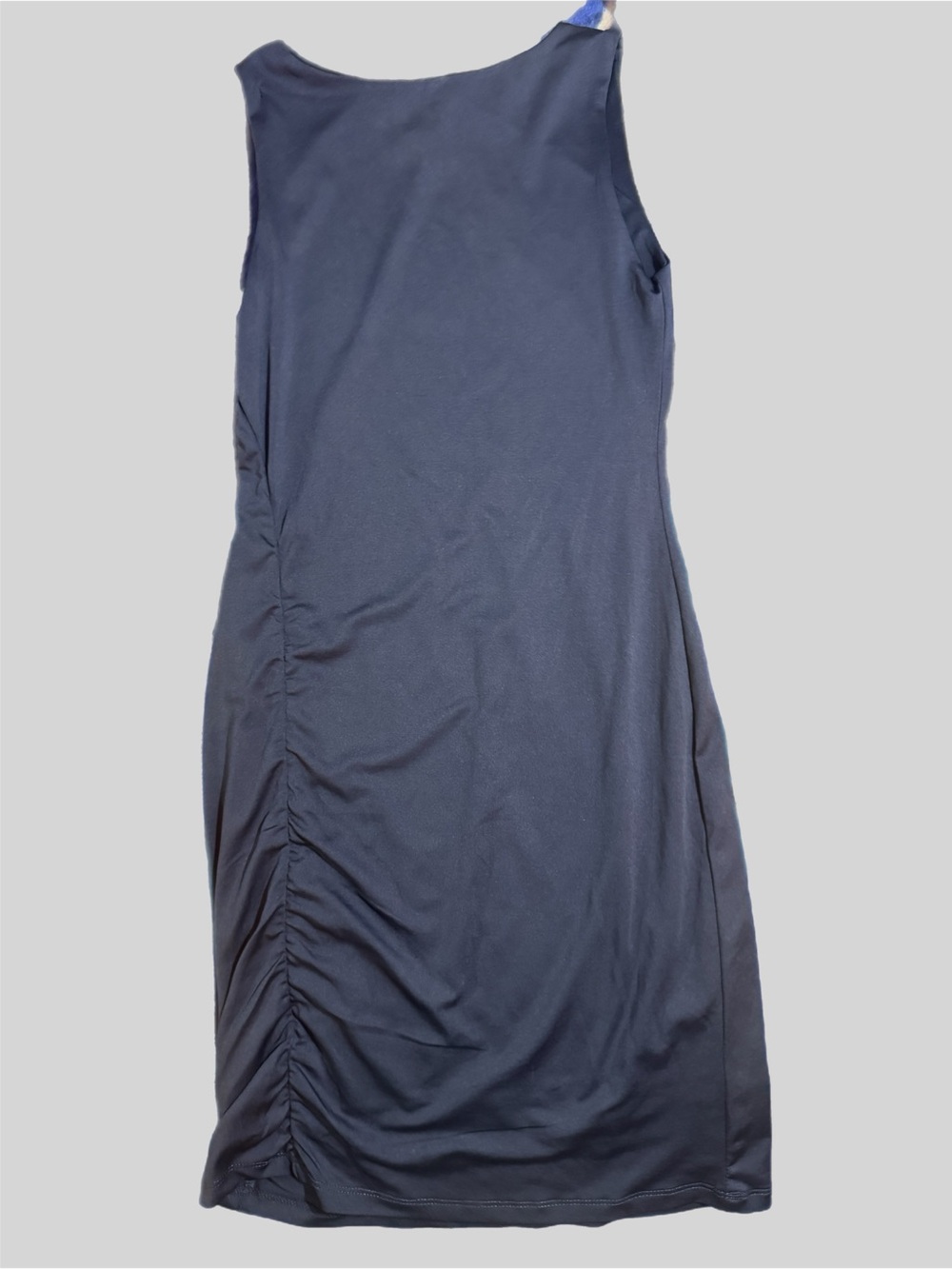 Sleeveless Navy Ruched Side Midi Dress